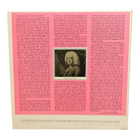 LP Georg Friedrich Handel, The Philadelphia Orchestra - Messiah Vinyl Record - Picture 2 of 2